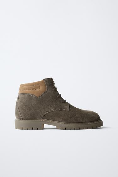 LEATHER ANKLE BOOTS - Grey by Zara