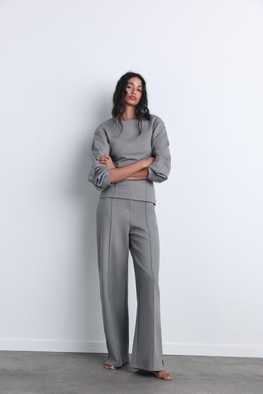 FITTED INTERLOCK SWEATSHIRT - Grey by Zara