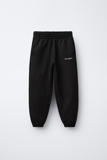 PLUSH BALLOON TROUSERS WITH SLOGAN - Black by Zara