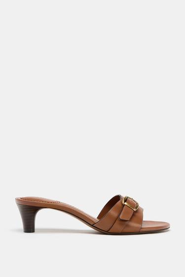 BUCKLED HEELED SANDALS - Brown by Zara