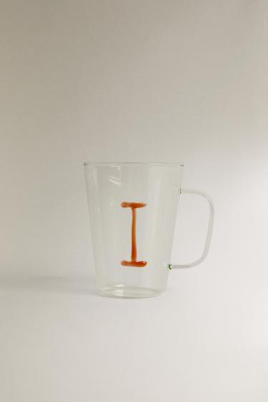 BOROSILICATE MUG WITH INITIAL I - Orange by Zara