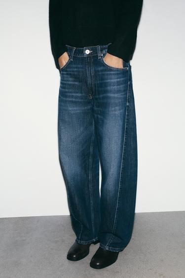 TRF BAGGY BARREL MID-WAIST JEANS - Navy blue by Zara