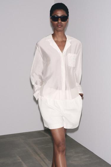 ZW COLLECTION BERMUDA SHORTS WITH DARTS - Ecru by Zara - Image 0