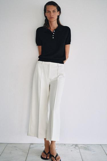 ZW COLLECTION CROPPED TROUSERS - Ecru by Zara