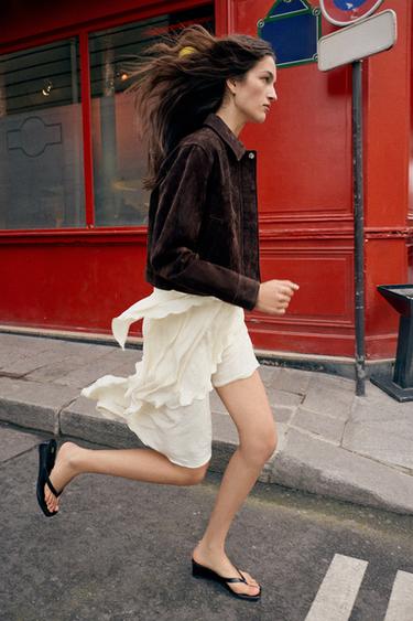 100% SUEDE LEATHER JACKET - Dark brown by Zara