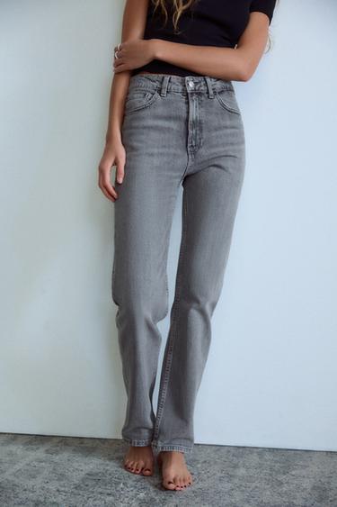 TRF STRAIGHT HIGH-WAIST JEANS - Anthracite grey by Zara