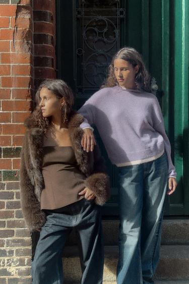 SHORT FAUX FUR COAT - Tobacco by Zara