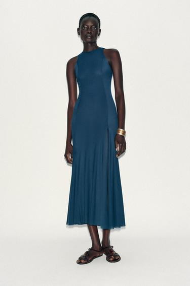 GODET TULLE LONG DRESS - Midnight blue by Zara