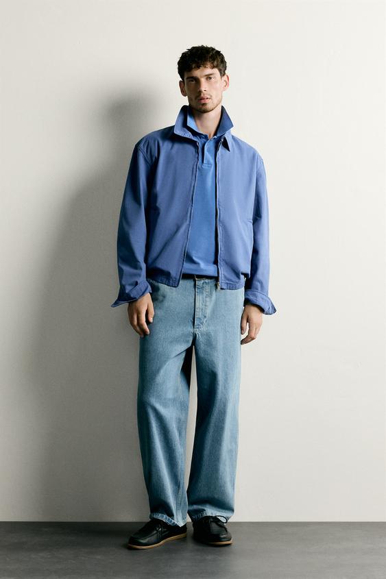 REGULAR FIT WASHED COTTON JACKET - Blue by Zara - Image 0