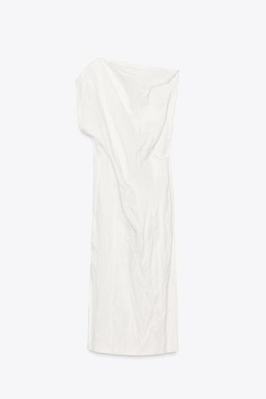 ASYMMETRIC CRINKLE DRESS ZW COLLECTION - Oyster-white by Zara