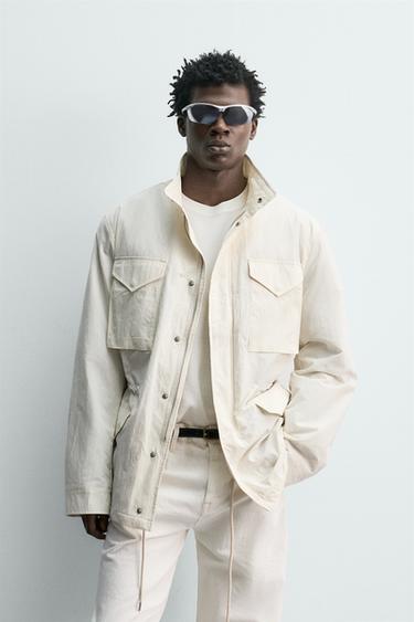 TECHNICAL QUILTED JACKET WITH POCKETS - Light beige by Zara