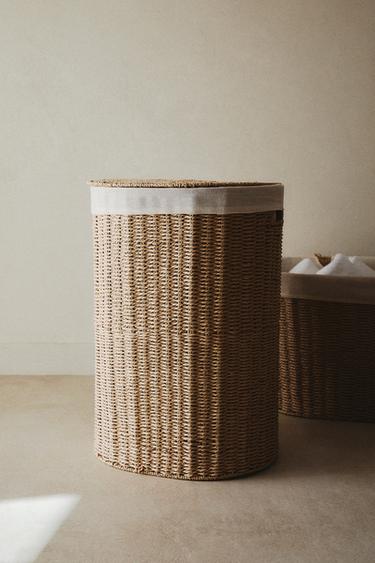 FABRIC-LINED LAUNDRY BASKET - Light beige by Zara