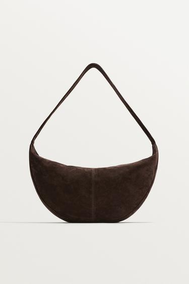 LEATHER SHOULDER BAG - Brown by Zara