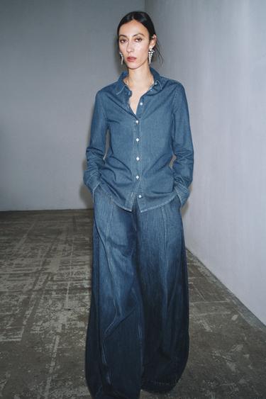 ZW COLLECTION SLIM DENIM SHIRT - Blue by Zara