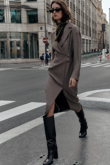 MIDI WRAP DRESS - Taupe grey by Zara