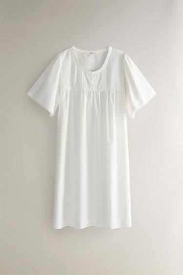 EMBROIDERED COTTON NIGHTDRESS - Ecru by Zara - Image 0
