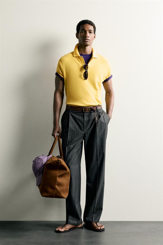 SHORT SLEEVE REGULAR FIT POLO SWEATSHIRT - Yellow by Zara - Image 0