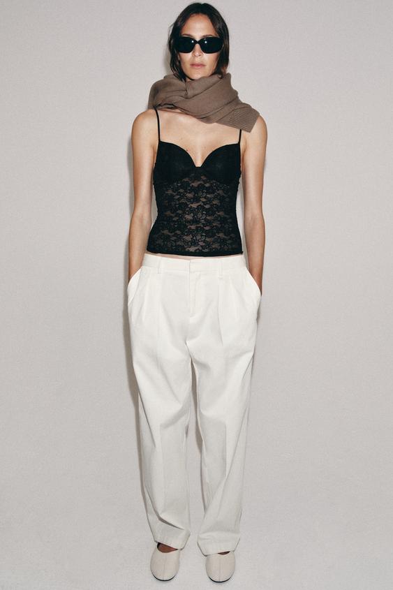 LACE STRAP TOP - Black by Zara - Image 0