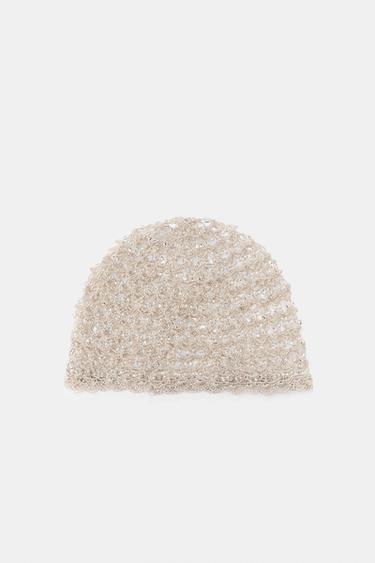 CROCHET BEADED SKULLCAP - Ecru by Zara