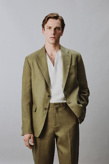 REGULAR FIT 100% LINEN SUIT BLAZER - Oil by Zara