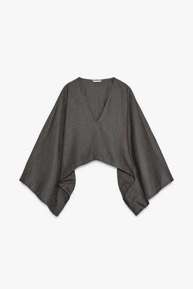 ASYMMETRIC CAPE KIMONO - Dark grey by Zara