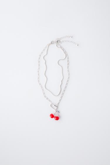 PACK OF TWO CHERRY NECKLACES - Red by Zara - Image 0