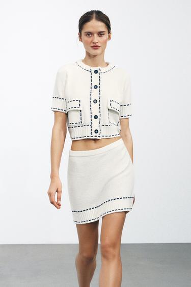 STITCHED MINI SKIRT - White by Zara
