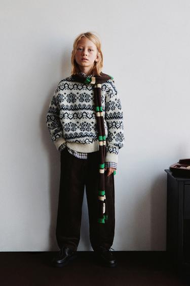 PRINTED WOOL JUMPER - Ecru / Navy by Zara