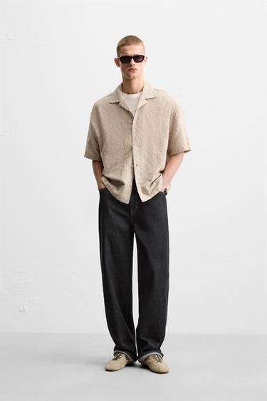 GEOMETRIC JACQUARD SHIRT - Taupe grey by Zara - Image 0