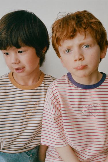 ORFAYO © STRIPED T-SHIRT - Ecru / Red by Zara