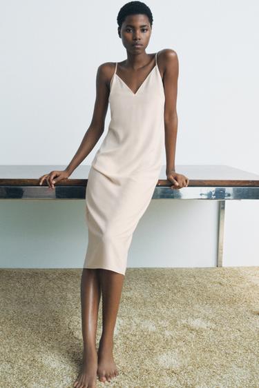 LONG SLIP DRESS WITH MULTI-POSITION STRAPS - Beige-pink by Zara - Image 0