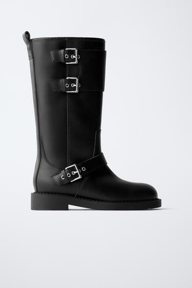 BIKER KNEE-HIGH BOOTS - Black by Zara