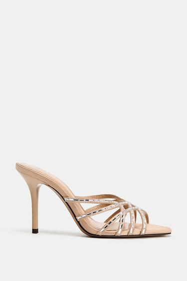 STRAPPY RHINESTONE SANDALS - Beige by Zara
