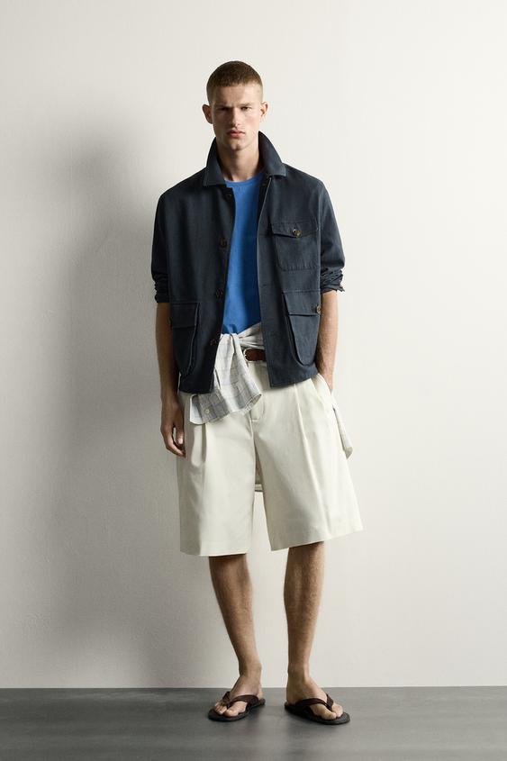 RELAXED FIT POCKET OVERSHIRT - Grey / Blue by Zara - Image 0