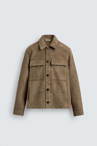 FAUX SUEDE OVERSHIRT - Sand by Zara