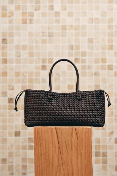 BRAIDED ELONGATED TOTE BAG - Burgundy Red by Zara