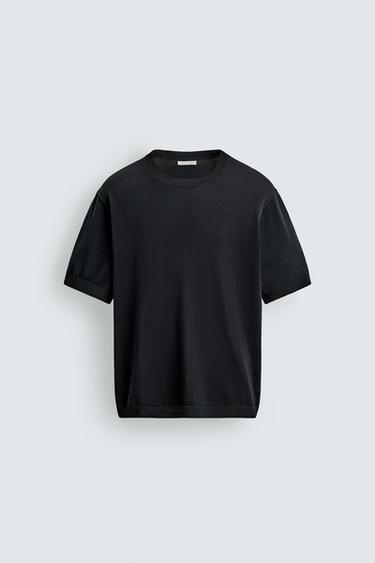 LIGHT KNIT COTTON T-SHIRT - Black by Zara