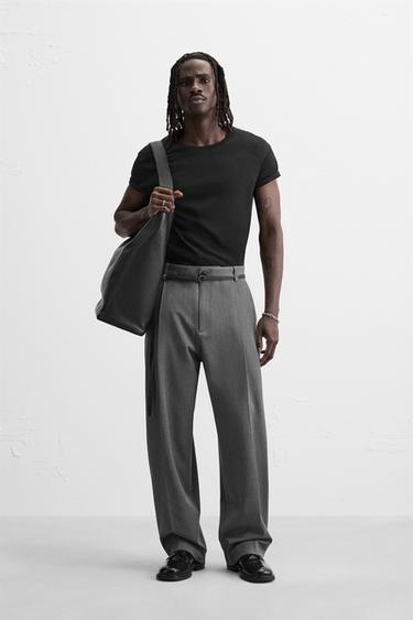 BELTED PLEATED TROUSERS - Grey by Zara - Image 0