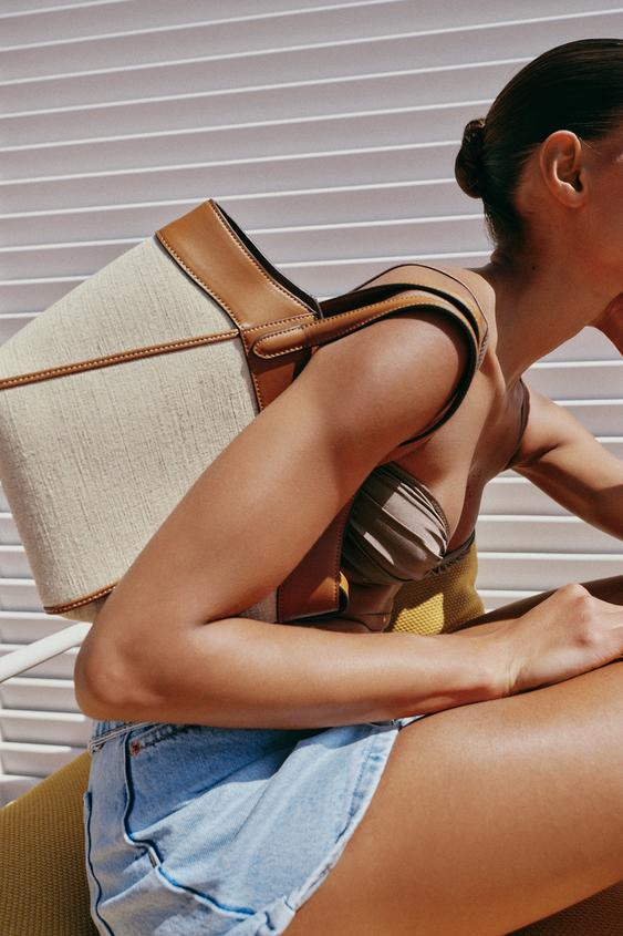 CANVAS CROSSBODY BAG - Dark tan by Zara - Image 0