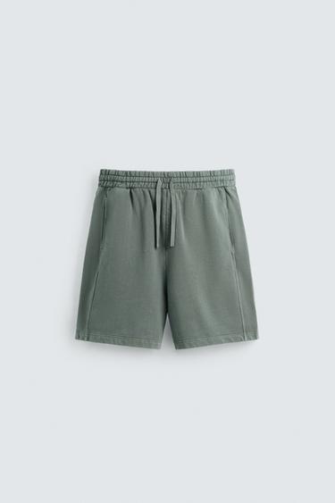 WASHED JOGGER BERMUDA SHORTS - washed green by Zara