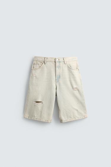 BAGGY FIT DENIM BERMUDA SHORTS - Light blue by Zara