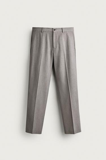 STRIPED REGULAR FIT SUIT TROUSERS - Grey marl by Zara