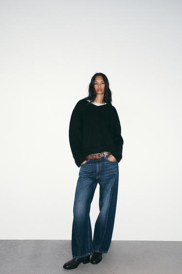 TRF BAGGY BARREL MID-WAIST JEANS - Navy blue by Zara