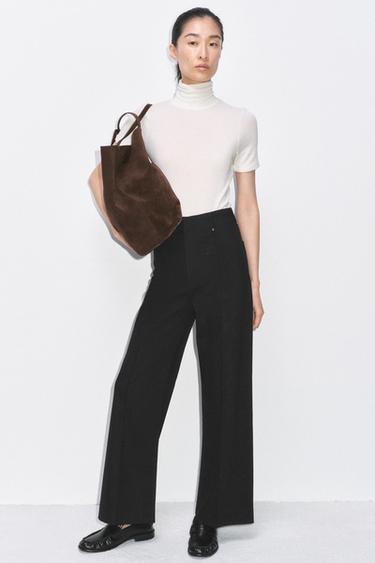 ZW COLLECTION WIDE-LEG HIGH-WAIST JEANS - Black by Zara