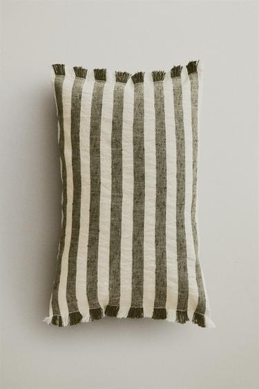STRIPED CUSHION COVER - Greenish by Zara