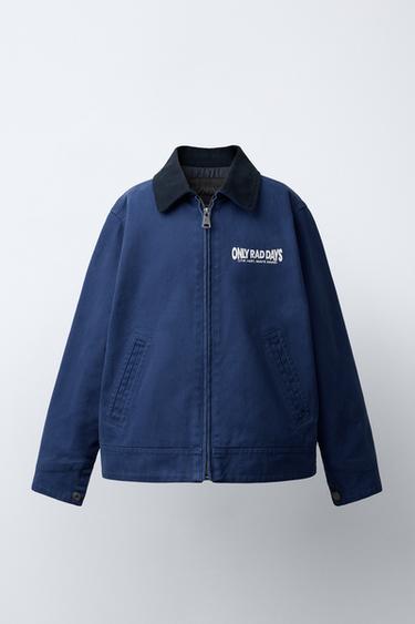 EMBROIDERED TEXT JACKET - Bluish by Zara - Image 0