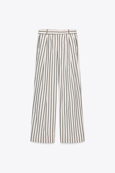 ZW COLLECTION STRIPED TROUSERS WITH DARTS - Navy / White by Zara