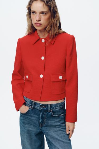 RUSTIC BLAZER WITH PADDED SHOULDERS - Red by Zara