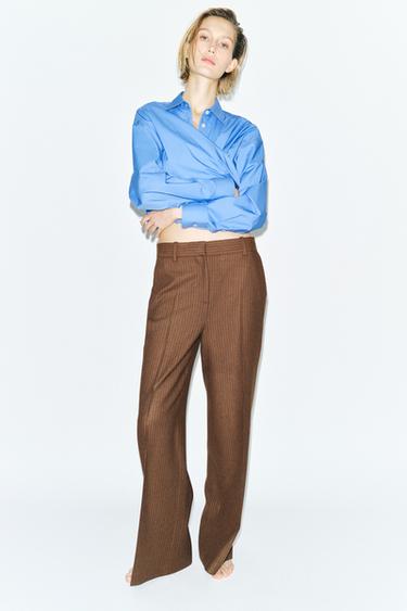 ZW COLLECTION MANTECO WOOL WIDE-LEG TROUSERS - Ochre by Zara - Image 0