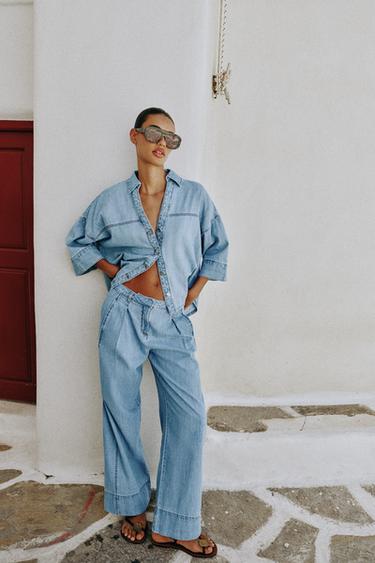 Z1975 WIDE SLEEVE DENIM SHIRT - Mid-blue by Zara